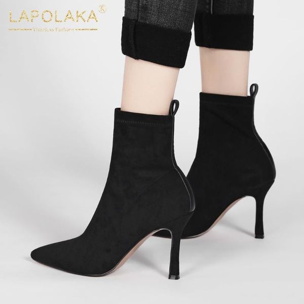 lapolaka 2020 pointed toe ankle boots ladies thin high heels cow suede spring elegant boots woman shoes, Black
lapolaka 2020 pointed toe ankle boots ladies thin high heels cow suede spring elegant boots woman shoes, Black