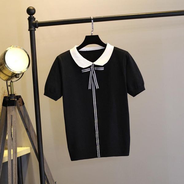 women girl summer short sleeve pullover crew neck knitted sweaters cute sweet basic knitwear outwear top, White;black
women girl summer short sleeve pullover crew neck knitted sweaters cute sweet basic knitwear outwear top, White;black