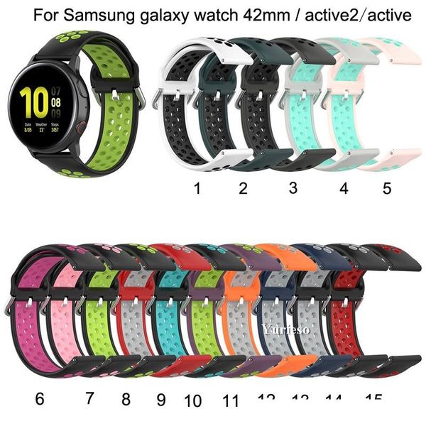 silicone wrist band strap for samsung galaxy watch 42mm replaceable for samsung active2 smart watch two-color breathable factory direct
silicone wrist band strap for samsung galaxy watch 42mm replaceable for samsung active2 smart watch two-color breathable factory direct