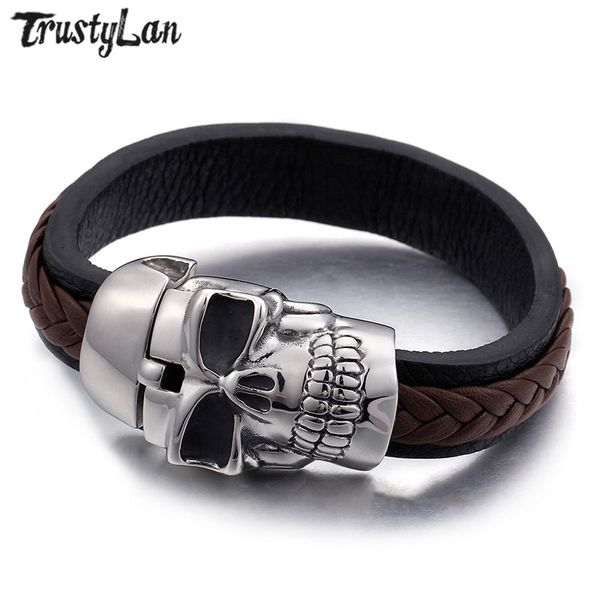 tennis trustylan punk rock skull wrap bracelet 15mm wide handmade leather bracelets bangles friend stainless steel jewelry, Golden;silver
tennis trustylan punk rock skull wrap bracelet 15mm wide handmade leather bracelets bangles friend stainless steel jewelry, Golden;silver