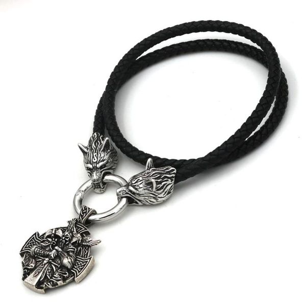 viking warrior odin raven pendant necklace stainless steel wolf head leather chain necklace exquisite men's jewelry gifts, Silver
viking warrior odin raven pendant necklace stainless steel wolf head leather chain necklace exquisite men's jewelry gifts, Silver