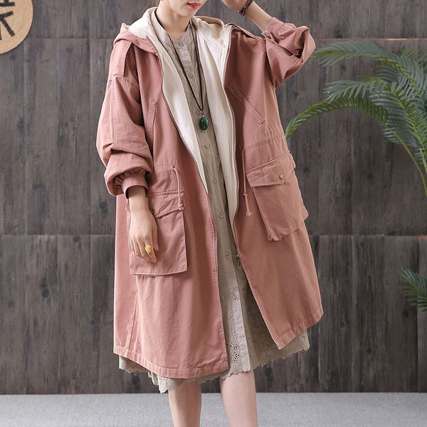 women's trench coats plus size windbreaker 2021 loose mid-length korean outwear casual hooded tooling straight coat women spring q45, Tan;black
women's trench coats plus size windbreaker 2021 loose mid-length korean outwear casual hooded tooling straight coat women spring q45, Tan;black