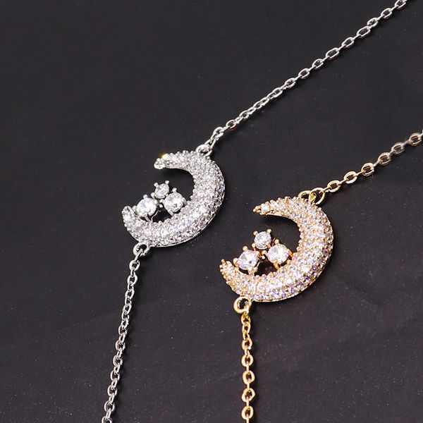 link, chain okily trendy gold silver color zirconia moon with star bracelet women charm copper bracelets party wedding jewelry accessories, Black
link, chain okily trendy gold silver color zirconia moon with star bracelet women charm copper bracelets party wedding jewelry accessories, Black