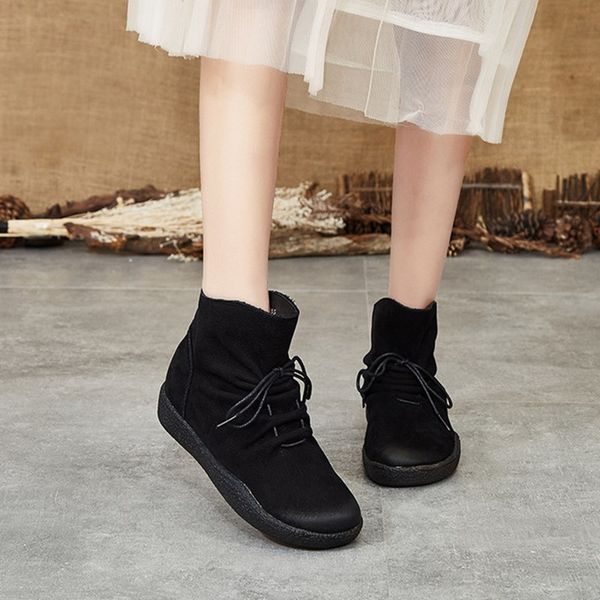 short boot women 2020 autumn winter new leather casual wild thick bottom women boot british leather retro beef tendon short, Black
short boot women 2020 autumn winter new leather casual wild thick bottom women boot british leather retro beef tendon short, Black