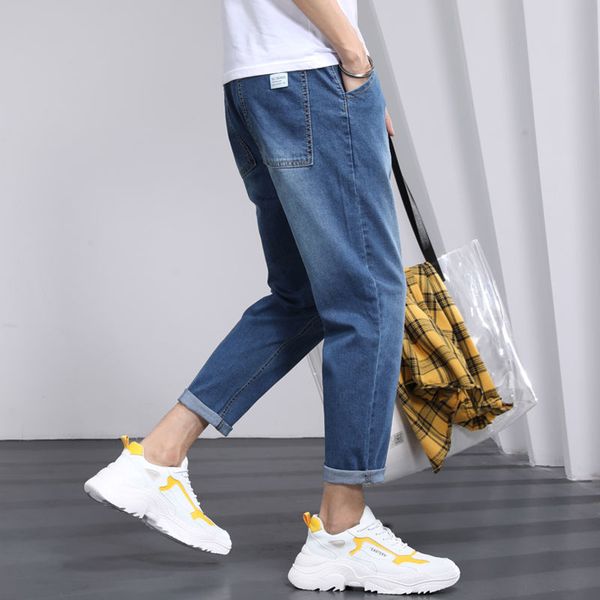 men's loose straight student ankle-length jeans thin fashion versatile casual hole strech denim pants, Blue
men's loose straight student ankle-length jeans thin fashion versatile casual hole strech denim pants, Blue