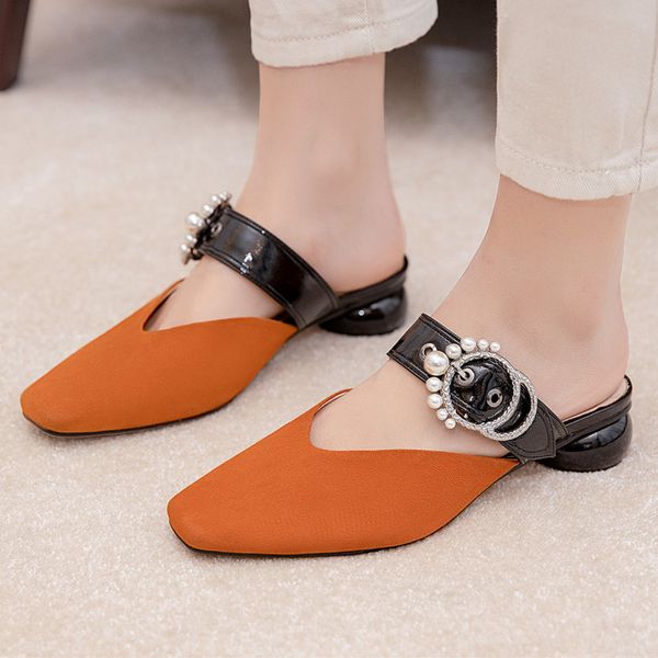 pearl buckles women slingbacks shoes shallow mout low heel spring shoes real leather rhinestone heel pumps open back chaussure, Black
pearl buckles women slingbacks shoes shallow mout low heel spring shoes real leather rhinestone heel pumps open back chaussure, Black