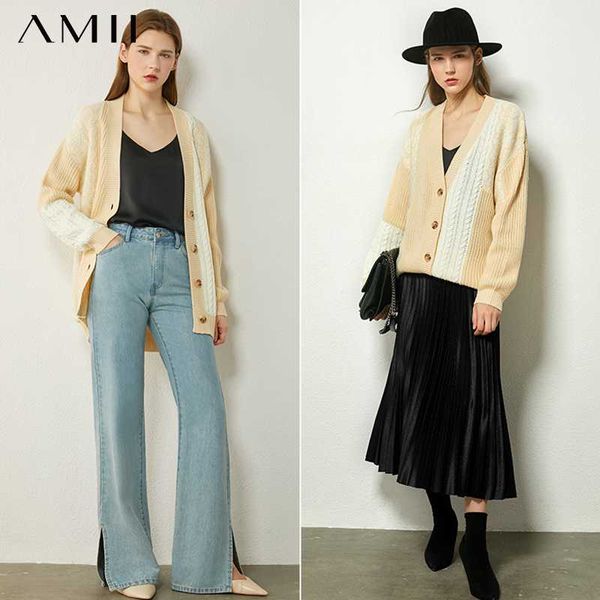 amii minimalism autumn female cardigan fashion knitted vneck full sleeve loose spliced women's jacket women's sweater 12040777, White
amii minimalism autumn female cardigan fashion knitted vneck full sleeve loose spliced women's jacket women's sweater 12040777, White