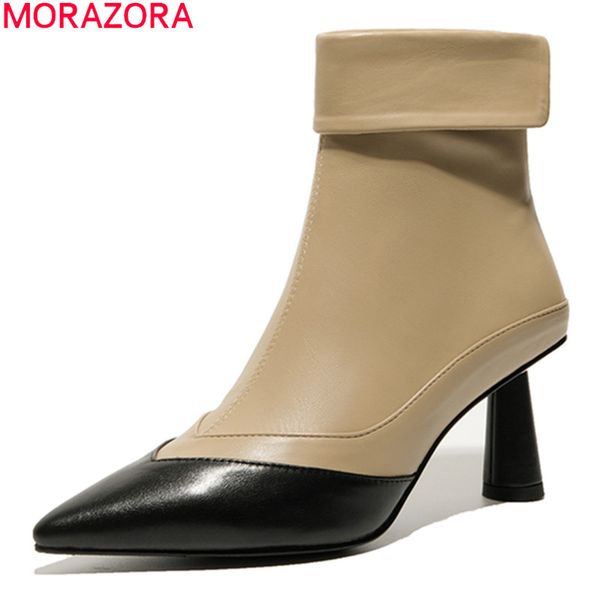 morazora 2020 new arrival women brand boots genuine leather ankle boots thick high heels pointed toe ladies shoes black white
morazora 2020 new arrival women brand boots genuine leather ankle boots thick high heels pointed toe ladies shoes black white