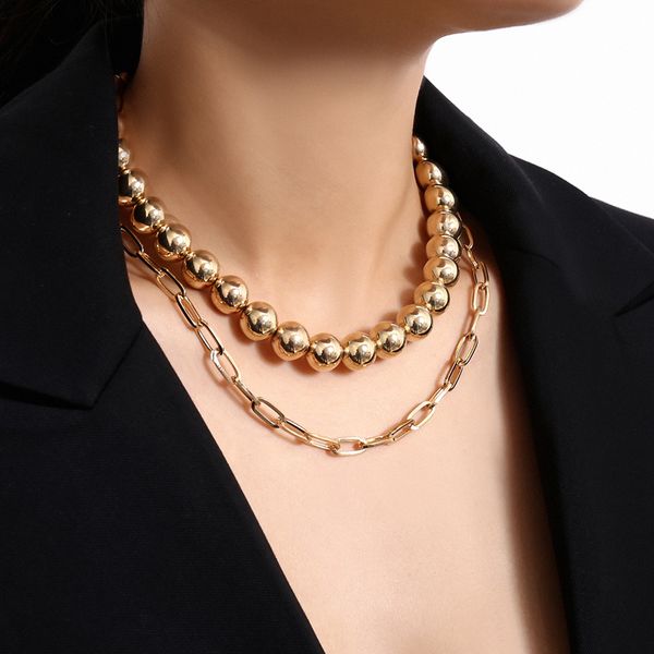 gothletic gold color chunky beaded link chain double layered short choker collar necklace for women fashion party jewelry 2020, Silver
gothletic gold color chunky beaded link chain double layered short choker collar necklace for women fashion party jewelry 2020, Silver
