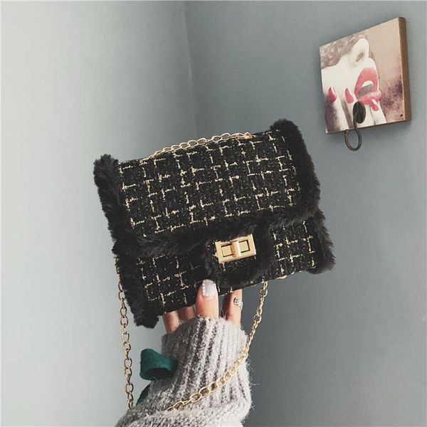 women plush wool bag chain single shoulder designer bag silver crossbody bags for women shoulder bags slanting small