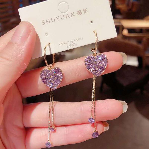hoop & huggie 2021 trend kpop love heart-shaped pink purple rhinestone earrings long tassel temperament ins women jewelry, Golden;silver
hoop & huggie 2021 trend kpop love heart-shaped pink purple rhinestone earrings long tassel temperament ins women jewelry, Golden;silver
