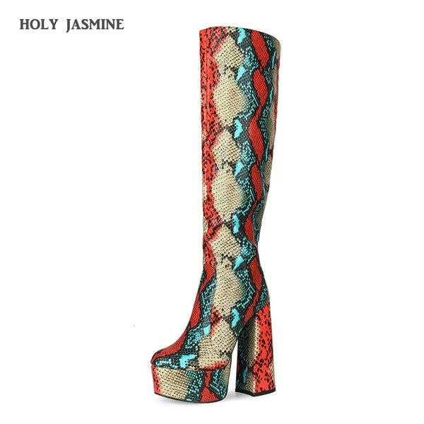 boots women 2021 autumn winter 14.5cm waterproof platform color snake print knee-length super high(8cm-up) square heel, Black
boots women 2021 autumn winter 14.5cm waterproof platform color snake print knee-length super high(8cm-up) square heel, Black