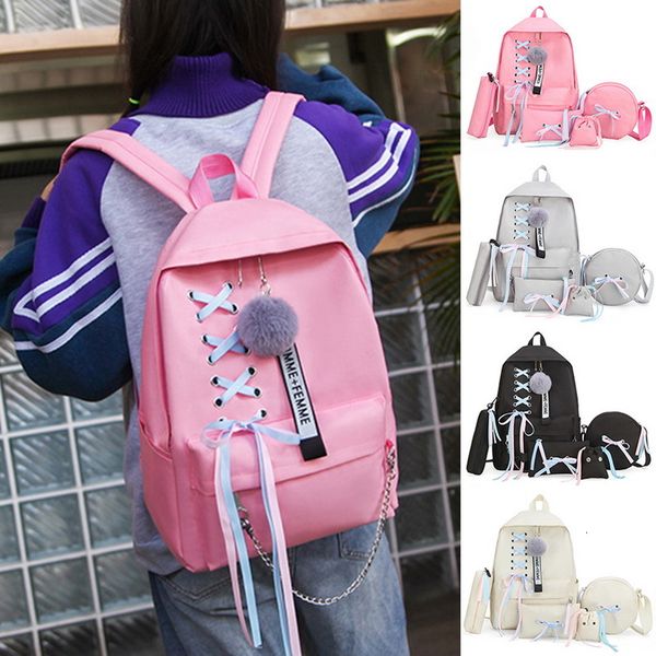 adisputent women fashion lightweight pompom lace decoration backpack four-pieces girl school bag college wind bundle backpack
adisputent women fashion lightweight pompom lace decoration backpack four-pieces girl school bag college wind bundle backpack