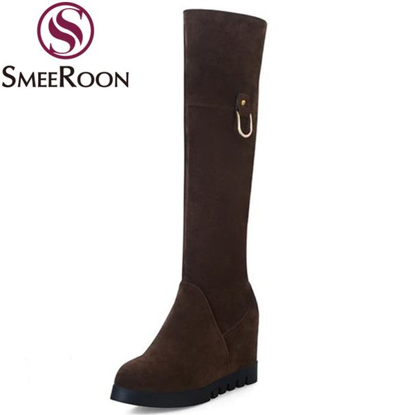 smeeroon knee high boots ladies restoring round toe height increasing winter boots new good quality high heels woman shoes, Black
smeeroon knee high boots ladies restoring round toe height increasing winter boots new good quality high heels woman shoes, Black