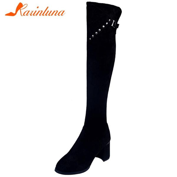 karin new ladies concise boots round toe thick high heels rivet buckle thigh high women boots over the knee women shoes, Black
karin new ladies concise boots round toe thick high heels rivet buckle thigh high women boots over the knee women shoes, Black
