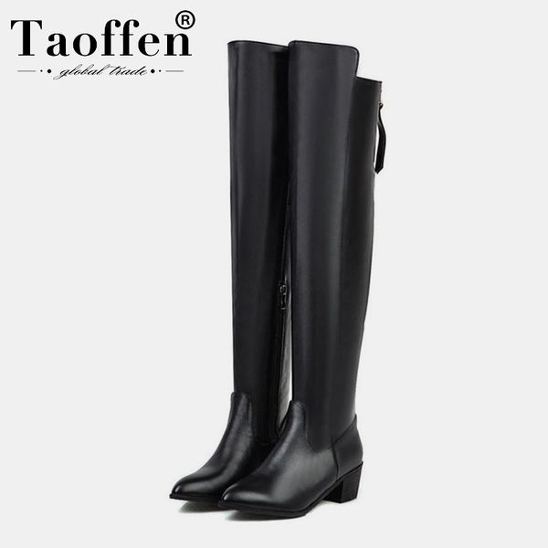 taoffen 2020 women pointed toe pu leather over the knee boots zipper winter square heels black brand footwear size 34-39
taoffen 2020 women pointed toe pu leather over the knee boots zipper winter square heels black brand footwear size 34-39