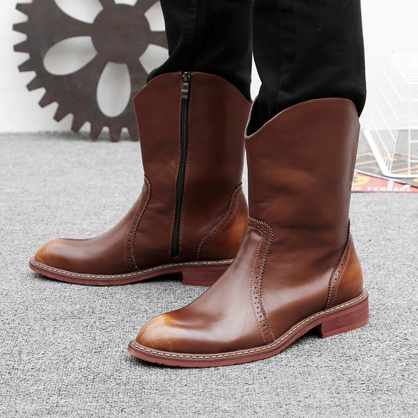 italian designer men leisure long boots genuine leather bullock shoes punk motorcycle mid-calf boot brogue shoe high botas male, Black
italian designer men leisure long boots genuine leather bullock shoes punk motorcycle mid-calf boot brogue shoe high botas male, Black