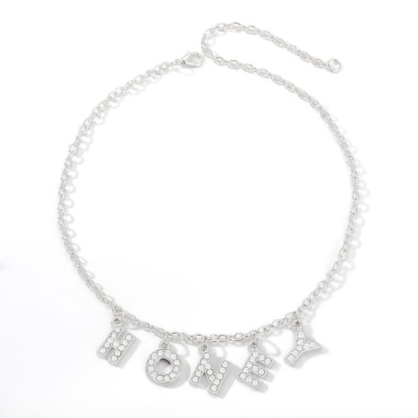 exquisite letters chain pendants necklaces women's zircon hip hop jewelry with gold tennis chain long necklace wedding gift, Silver
exquisite letters chain pendants necklaces women's zircon hip hop jewelry with gold tennis chain long necklace wedding gift, Silver