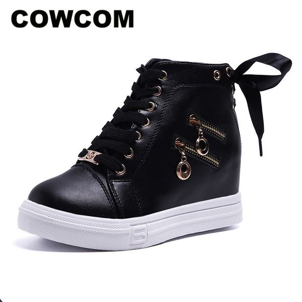 cowcom 2020 solid color increased leisure women's shoes high sneakers thick bottom lace women's shoes fzz-3094, Black 
cowcom 2020 solid color increased leisure women's shoes high sneakers thick bottom lace women's shoes fzz-3094, Black