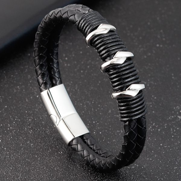 charm bracelets special geometric pattern stainless steel accessories stripe design combination men's leather black bracelet commemorat, Golden;silver
charm bracelets special geometric pattern stainless steel accessories stripe design combination men's leather black bracelet commemorat, Golden;silver