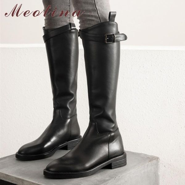 meotina winter riding boots women natural genuine leather thick heel knee high boots zip buckle round toe shoes lady fall 34-39, Black
meotina winter riding boots women natural genuine leather thick heel knee high boots zip buckle round toe shoes lady fall 34-39, Black