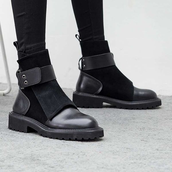women boots new genuine leather women shoes round toe low heels warm boots rivet buckle straps solid plus size ankle shoes, Black 
women boots new genuine leather women shoes round toe low heels warm boots rivet buckle straps solid plus size ankle shoes, Black