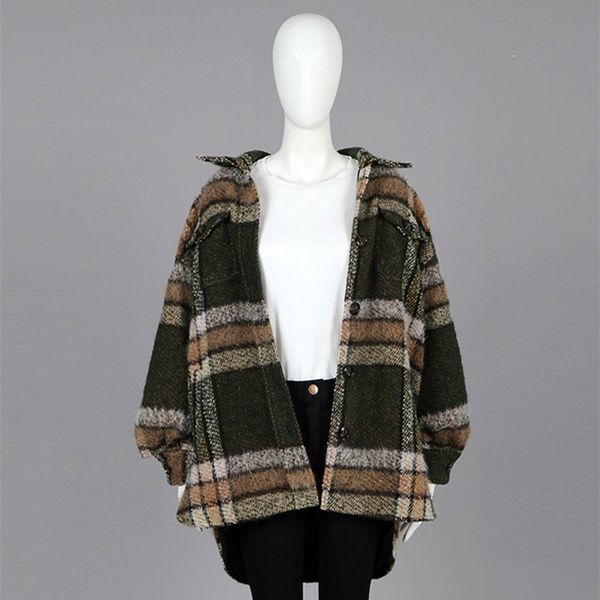women's wool & blends winter coat women long plaid oversized 2021 turn-down collar drop shoulder mohair loose overcoat padded cotton p-, Black
women's wool & blends winter coat women long plaid oversized 2021 turn-down collar drop shoulder mohair loose overcoat padded cotton p-, Black