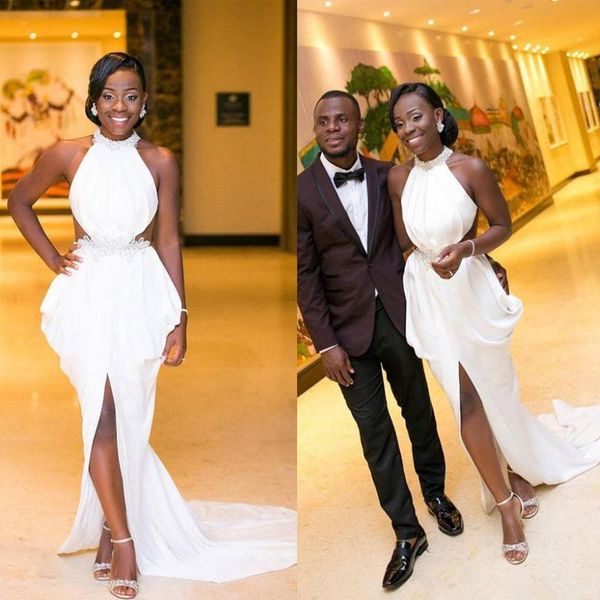 mermaid cutaway sides wedding dress african girls halter chiffon garden bridal gown custom made vestios de novia, White
mermaid cutaway sides wedding dress african girls halter chiffon garden bridal gown custom made vestios de novia, White