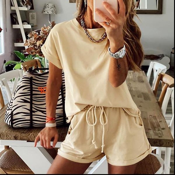 casual solid new womens two piece suit 2020 summer new elastic waist solid color leisure pajamas set women 2 piece set o, Gray
casual solid new womens two piece suit 2020 summer new elastic waist solid color leisure pajamas set women 2 piece set o, Gray