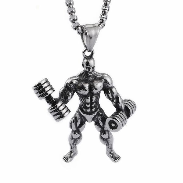 pendant necklaces hip hop figure muscle man necklace for men stainless steel gold dumbbell gym fitness sport jewelry, Silver
pendant necklaces hip hop figure muscle man necklace for men stainless steel gold dumbbell gym fitness sport jewelry, Silver