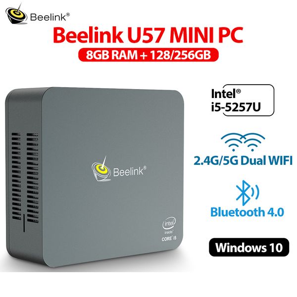 

mini pcs beelink u57 88g ram 128gb/256gb pc windows 10 gamer intel core -5257u dual wifi bluetooth 4.0 1000m lan usb3.0 computer