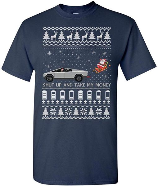tes-la ugly christmas-cybertruck is disrupting the holiday- shut up and take my money t-shirt
tes-la ugly christmas-cybertruck is disrupting the holiday- shut up and take my money t-shirt