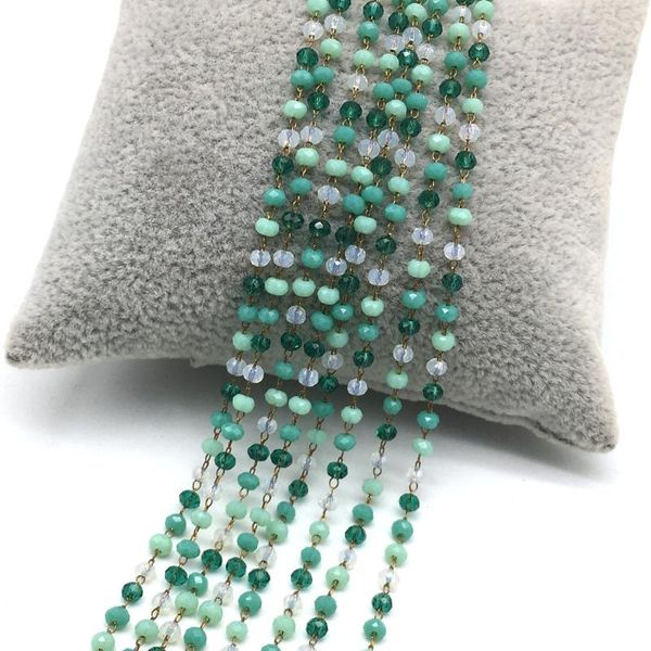 no plating 5meter 2x3mm green opal faceted rondelle glass beaded chains,colorful wire wrapped multi-color glass rosary chains, Silver
no plating 5meter 2x3mm green opal faceted rondelle glass beaded chains,colorful wire wrapped multi-color glass rosary chains, Silver