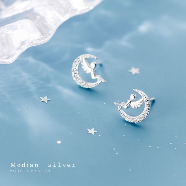 modian 925 sterling silver cute angel sparkling moon studs earring for women wedding engagement statement jewelry, Golden;silver
modian 925 sterling silver cute angel sparkling moon studs earring for women wedding engagement statement jewelry, Golden;silver