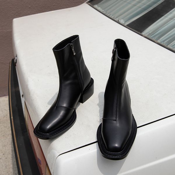 boots 2021 winter shoes women's ankle genuine leather square head handsome punk motorcycle femme, Black
boots 2021 winter shoes women's ankle genuine leather square head handsome punk motorcycle femme, Black