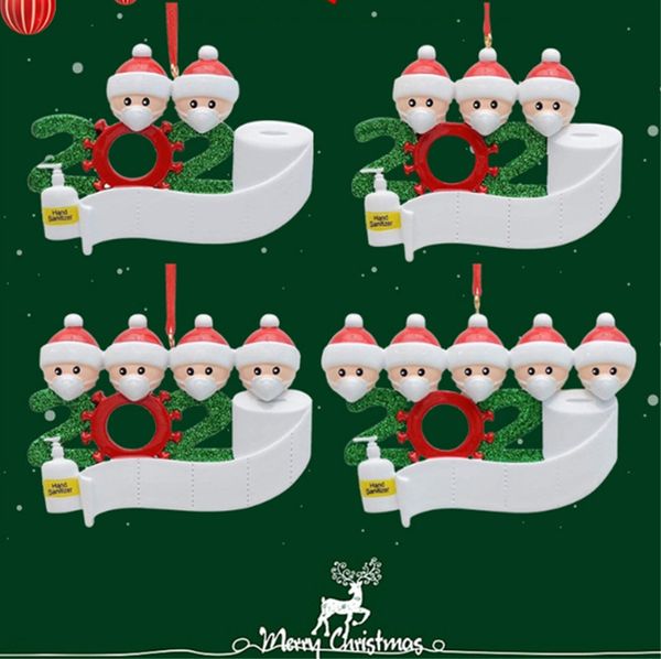 christmas trees ornament birthdays party decoration xmas personalized family of 2 3 4 5 6 7 pendent pandemic social distancing stock d91102, Silver