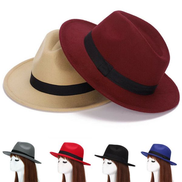 wide brim hats fashion retro vintage men and women wool felt jazz panama fedora hat cap, Blue;gray
wide brim hats fashion retro vintage men and women wool felt jazz panama fedora hat cap, Blue;gray