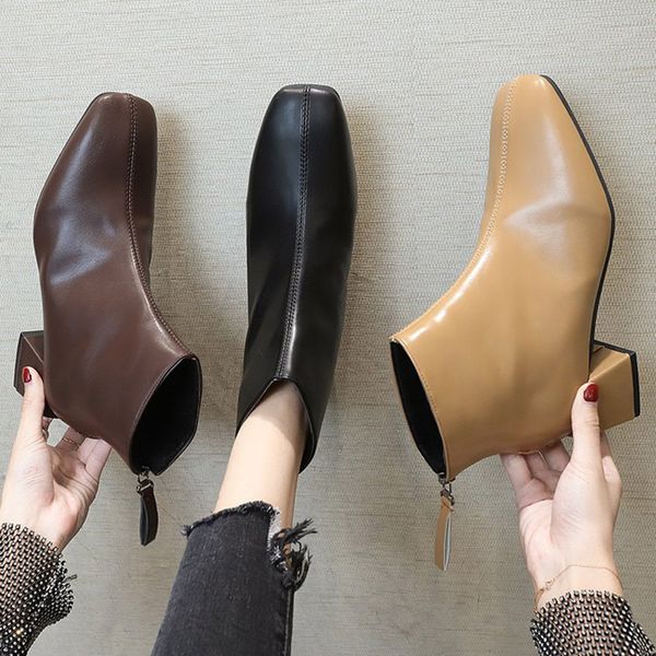 ankle boots for women square toe fashion shoes plush warm winter short boots zipper square heels comfortable lady shoes, Black
ankle boots for women square toe fashion shoes plush warm winter short boots zipper square heels comfortable lady shoes, Black