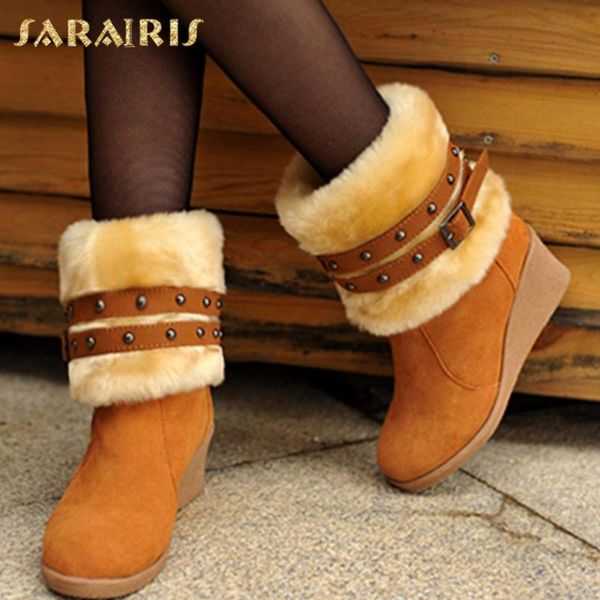 sarairis 2020 new arrivals big size 43 wedge high heels mid calf boots woman shoes add fur warm winter shoes ladies boots, Black
sarairis 2020 new arrivals big size 43 wedge high heels mid calf boots woman shoes add fur warm winter shoes ladies boots, Black