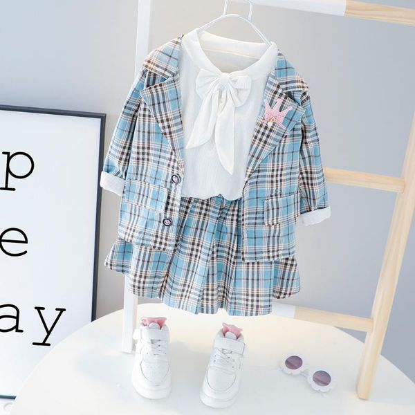 3 pcs child kids girls school uniform toddler baby girls outfits clothes lattice suit coat shirt bowtie mini skirt clothing, White
3 pcs child kids girls school uniform toddler baby girls outfits clothes lattice suit coat shirt bowtie mini skirt clothing, White