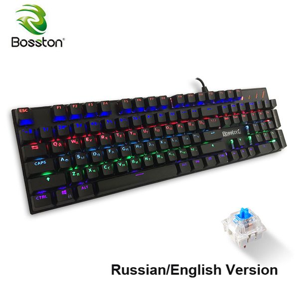 bosston english russian gaming mechanical keyboard anti-ghosting led backlight keyboards for pc lap104 keycaps blue switch
bosston english russian gaming mechanical keyboard anti-ghosting led backlight keyboards for pc lap104 keycaps blue switch