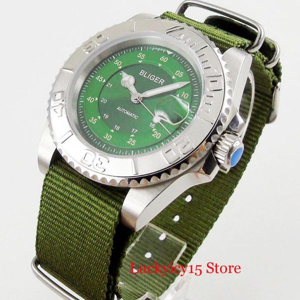 bliger style men watch green dial silver color bezel 40mm case miyota automatic movement sapphire glass nylon strap, Slivery;brown
bliger style men watch green dial silver color bezel 40mm case miyota automatic movement sapphire glass nylon strap, Slivery;brown
