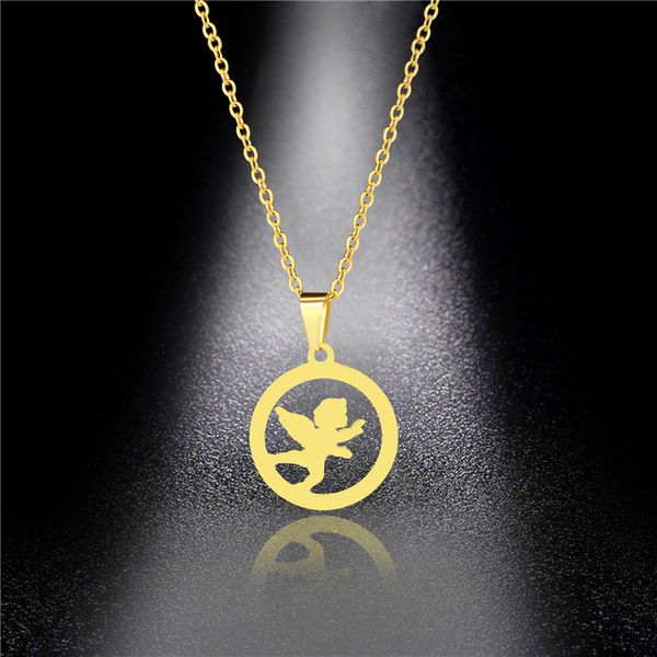 pendant necklaces hip hop street 316 stainless steel little angel necklace female simple round doll accessories, Silver
pendant necklaces hip hop street 316 stainless steel little angel necklace female simple round doll accessories, Silver