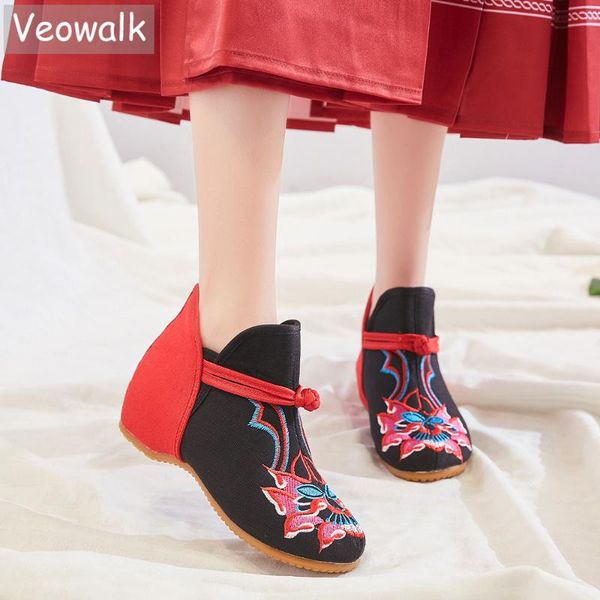 veowalk winter women cotton fabric short boots warm fleece lining ankle booties comfortable retro ladies embroidered shoes, Black
veowalk winter women cotton fabric short boots warm fleece lining ankle booties comfortable retro ladies embroidered shoes, Black