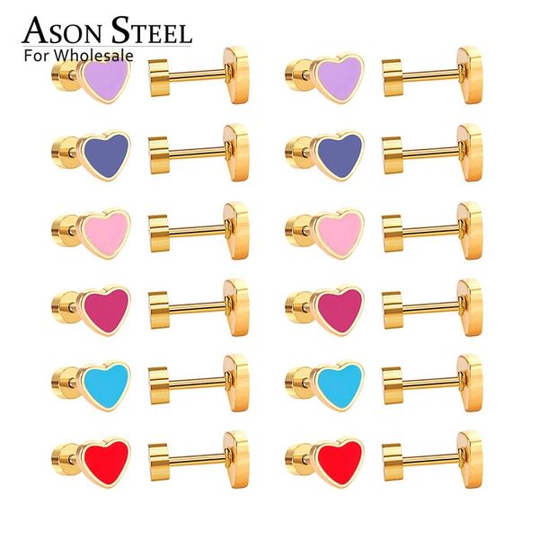 asonsteel 12pairs/lot gold/silver color heart screw stud earring set for women girl ear piercing 316l stainless steel jewelry, Golden;silver
asonsteel 12pairs/lot gold/silver color heart screw stud earring set for women girl ear piercing 316l stainless steel jewelry, Golden;silver
