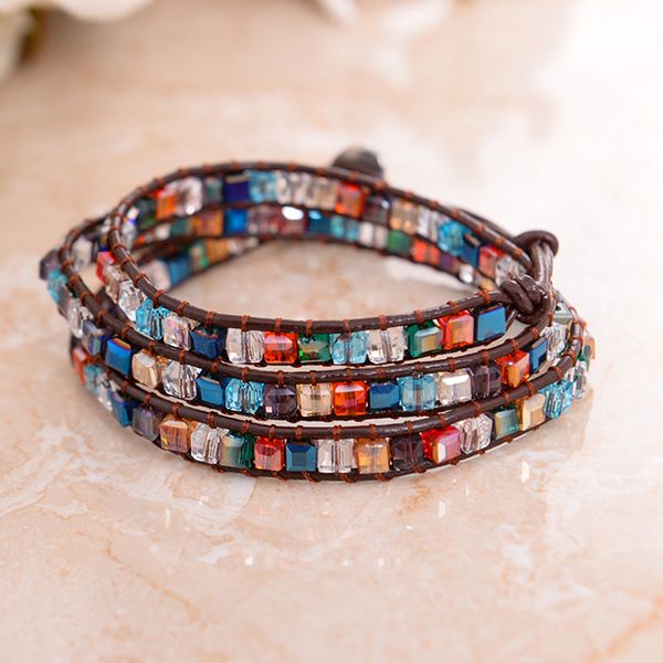 multicolor crystal leather wrap bracelet trendy 3layers geometric cubic beads handmade braided bracelets for women boho fashion jewelry gift, Black
multicolor crystal leather wrap bracelet trendy 3layers geometric cubic beads handmade braided bracelets for women boho fashion jewelry gift, Black