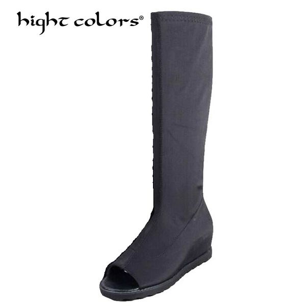 2020 fashion knitted women knee-high boots elastic slim summer long height increasing high boots woman shoes, Black
2020 fashion knitted women knee-high boots elastic slim summer long height increasing high boots woman shoes, Black