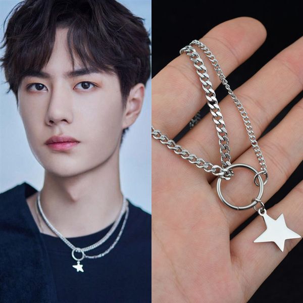 pendant necklaces pentagram asymmetric &pendants double chain necklace for women collares stainless steel jewelry kpop, Silver
pendant necklaces pentagram asymmetric &pendants double chain necklace for women collares stainless steel jewelry kpop, Silver