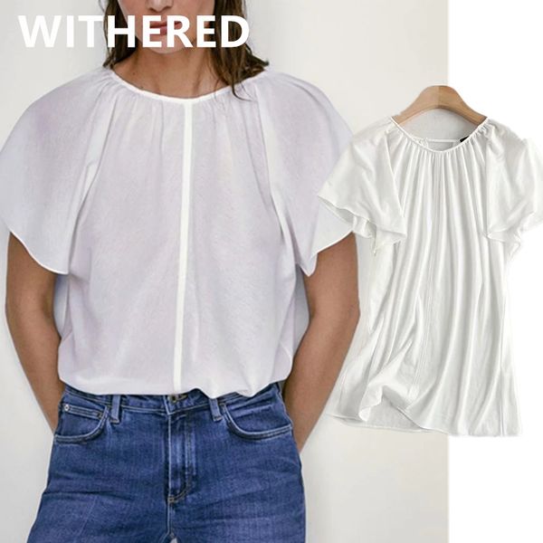 women's blouses & shirts withered england style office lady basic simple cotton pleated backless shirt ruffles blouse women blusas muje, White
women's blouses & shirts withered england style office lady basic simple cotton pleated backless shirt ruffles blouse women blusas muje, White