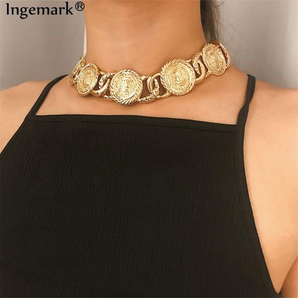 ingemark punk egypt queen avatar choker necklace exaggerated thick/heavy chain european&america fashion necklace jewelry 2020, Golden;silver
ingemark punk egypt queen avatar choker necklace exaggerated thick/heavy chain european&america fashion necklace jewelry 2020, Golden;silver